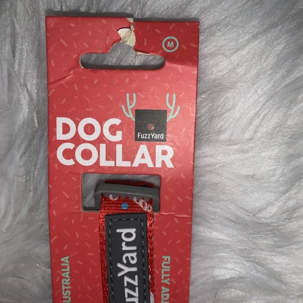 🦋 SANTA PAWS FuzzYard Red Dog Collar Medium Dog Breeds & Leash Set NWT